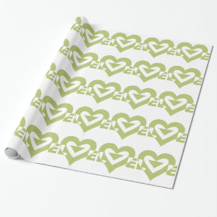 Cool Love Graphic, Sage Green Wrapping Paper