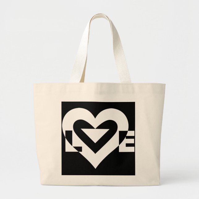 Cool Love Graphic, White Large Tote Bag (Front)