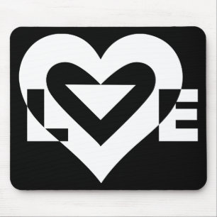 Cool Love Graphic, White Mouse Pad