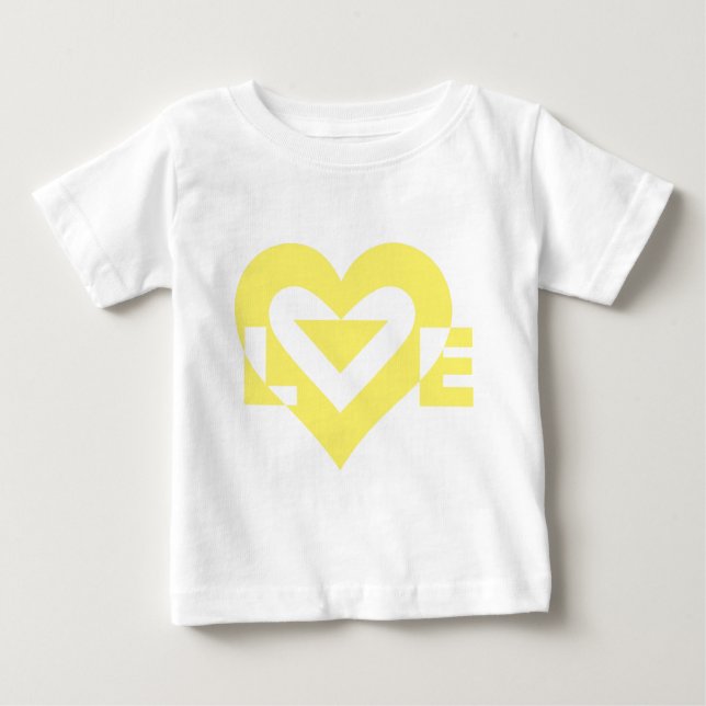 Cool Love Graphic, Yellow Baby T-Shirt (Front)