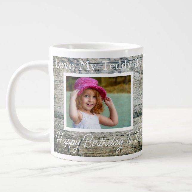 Cool Love My Teddy Bear Photo Large Coffee Mug (Left)