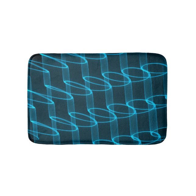 Cool Luminous Blue Wave Pattern Bath Mat (Front)