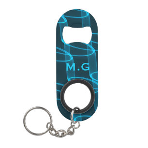 Cool Luminous Blue Wave Pattern Monogram