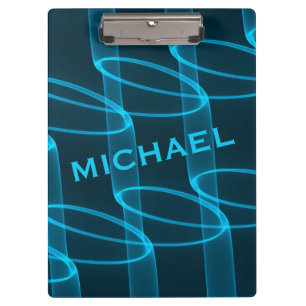 Cool Luminous Blue Wave Pattern Personalised Clipboard