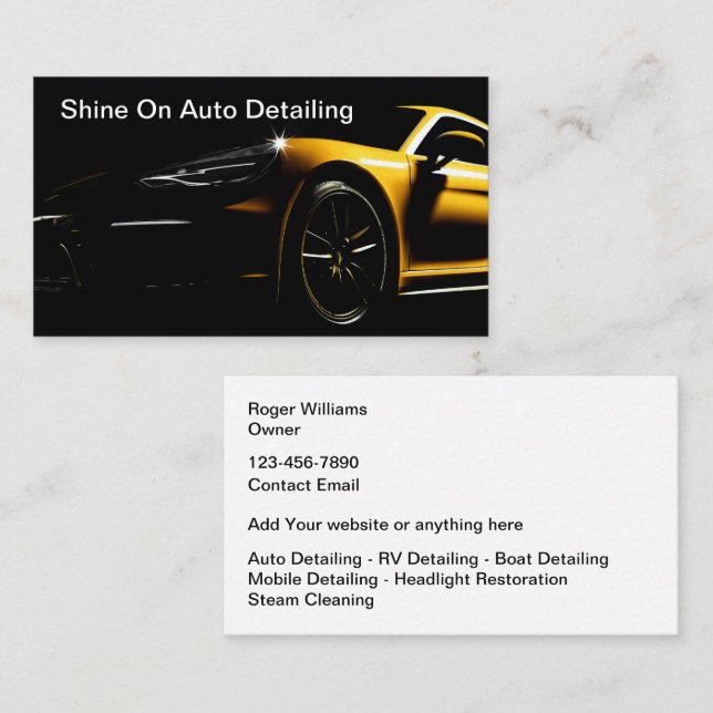 Cool Luxury Auto Detailing Business Cards (Front/Back)