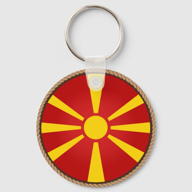Cool Macedonia Flag Seal Key Ring (Front)