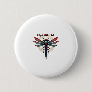 Cool Machined Steampunk Dragonfly - Dragons Fly -  6 Cm Round Badge