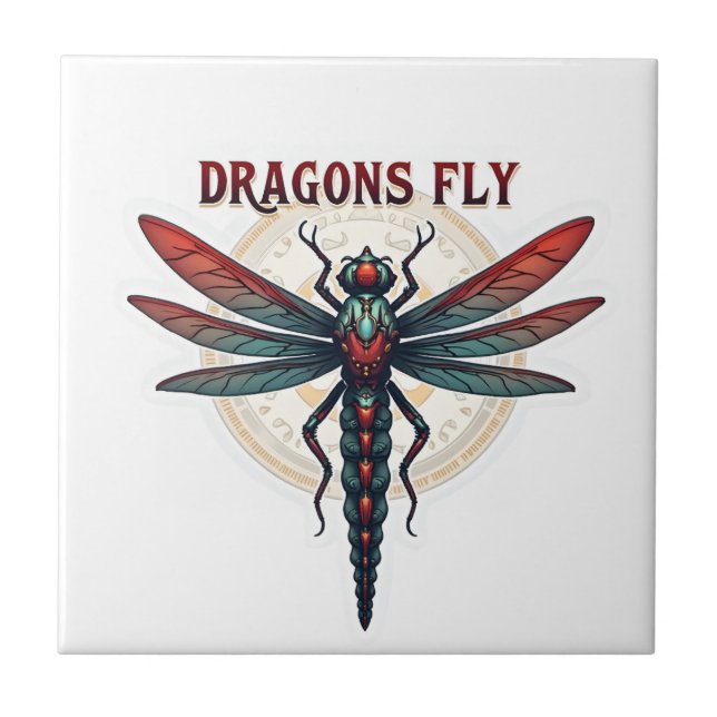 Cool Machined Steampunk Dragonfly - Dragons Fly -  Ceramic Tile (Front)
