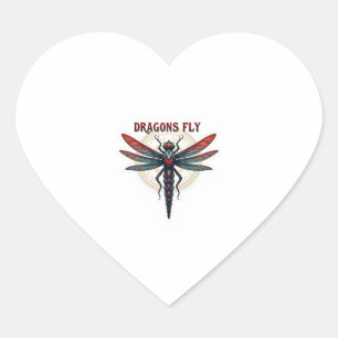 Cool Machined Steampunk Dragonfly - Dragons Fly -  Heart Sticker