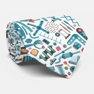 Cool Machinery Elements Colourful Pattern Tie