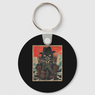 Cool Mafia Cat Funny The Catfather Smoking Vintage Key Ring