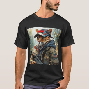 Cool MAGA Big Cat with Gun & Camouflage JAGUAR T-Shirt