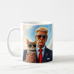 Cool MAGA Cat TRUMP Holding a Cat cute Sunglasses Coffee Mug