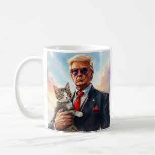 Cool MAGA Cat TRUMP Holding a Cat cute Sunglasses Coffee Mug