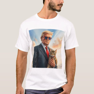 Cool MAGA Cat TRUMP Holding a Cat cute Sunglasses T-Shirt