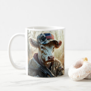 Cool MAGA Cow with Gun and Camouflage Cute AMERICA Coffee Mug