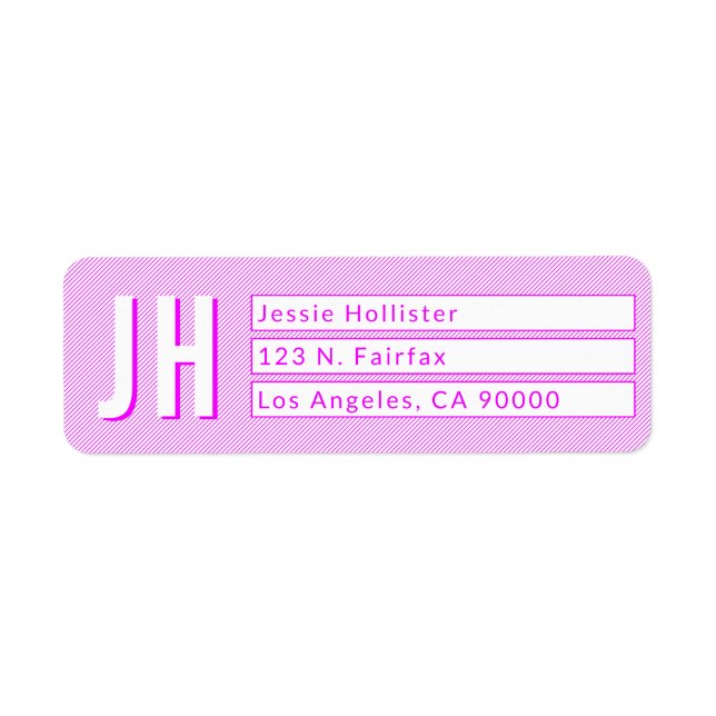 Cool Magenta & White Stripes Return Address Labels (Front)