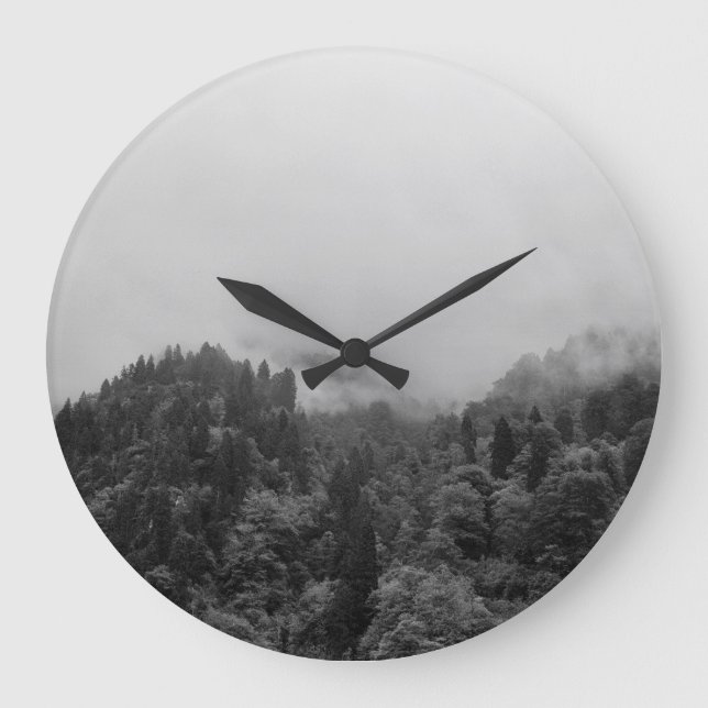 Cool, magical foggy nature large clock (Front)