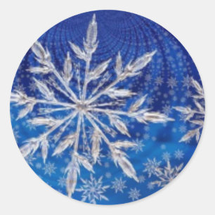 Cool Magnificent Glittering Blue Snowflake  Classic Round Sticker