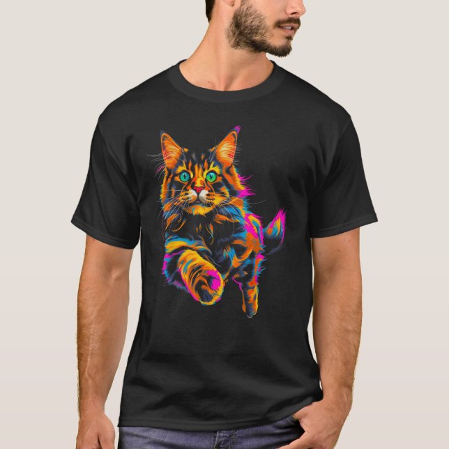 Cool Maine Coon Cat T-Shirt (Front)