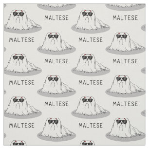 Cool Maltese Dog with Sunglasses - Cute Fabric