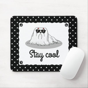 Cool Maltese Dog with Sunglasses Cute Funny Mouse Pad