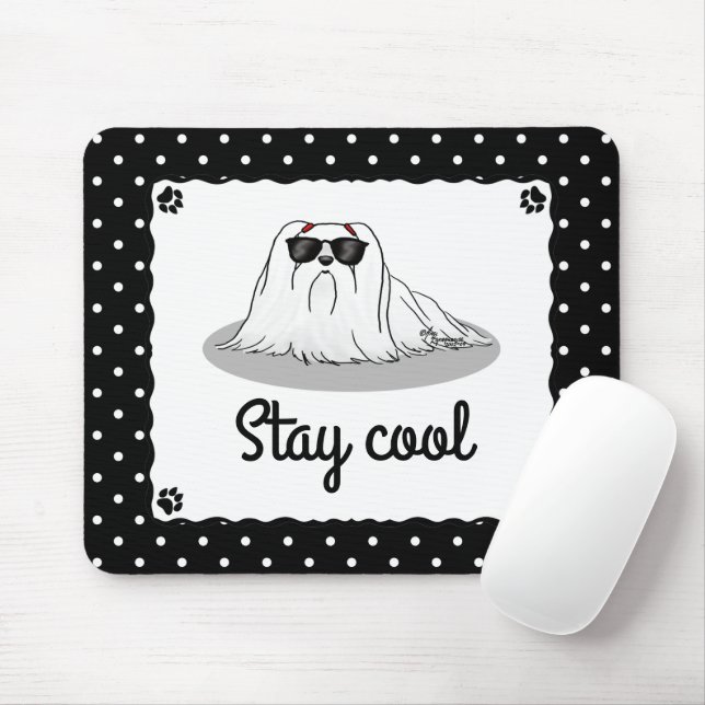 Cool Maltese Dog with Sunglasses Cute Funny Mouse Pad (With Mouse)