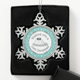 Cool Maltese Dog with Sunglasses Cute Funny Snowflake Pewter Christmas Ornament