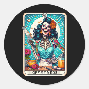 Cool Mama Club Tarot Card Skeleton Halloween Classic Round Sticker