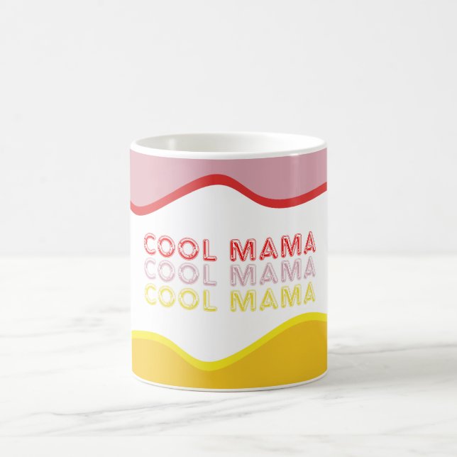 'Cool Mama' retro waves brightly coloured  Coffee Mug (Center)
