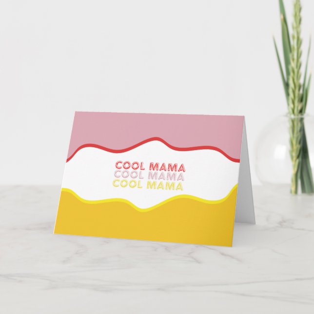 'Cool Mama' retro waves brightly coloured  Holiday Card (Front)