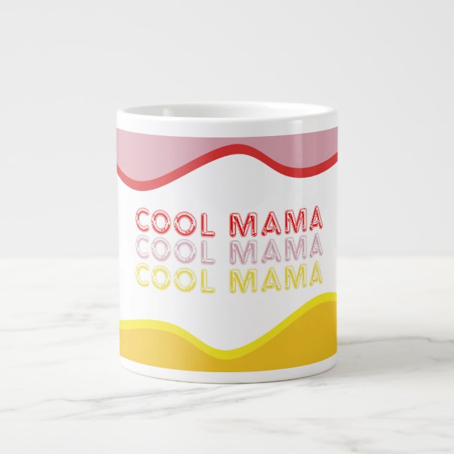 'Cool Mama' retro waves brightly coloured  Large Coffee Mug (Front)