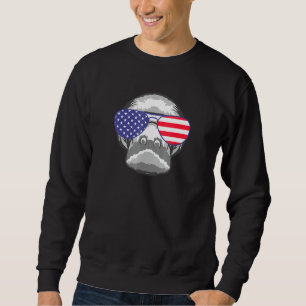 Cool Manatee Wearing Usa Flag Sunglasses Us Americ Sweatshirt