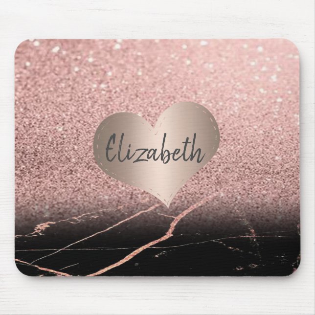 Cool Marble,Glitter , Heart  -Personalised Mouse Pad (Front)