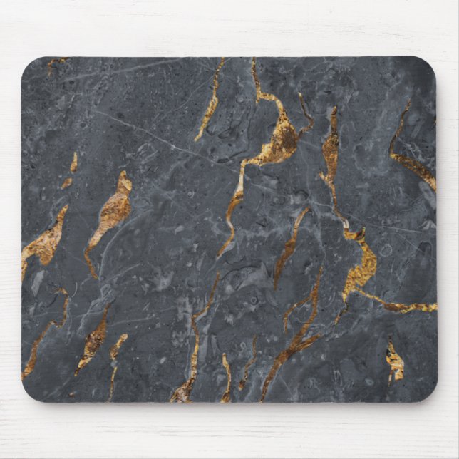 Cool Marble Grey Gold Mouse Pad (Front)