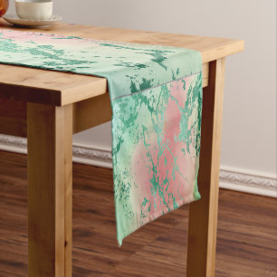 Cool Marble   Lovely Pastel Coral and Green Ombre Short Table Runner