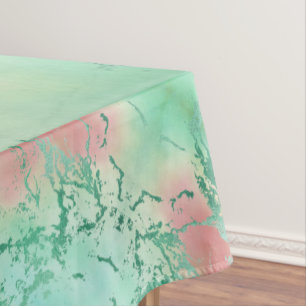 Cool Marble   Lovely Pastel Coral and Green Ombre Tablecloth