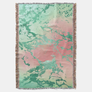 Cool Marble Lovely Pastel Coral and Green Ombre Throw Blanket