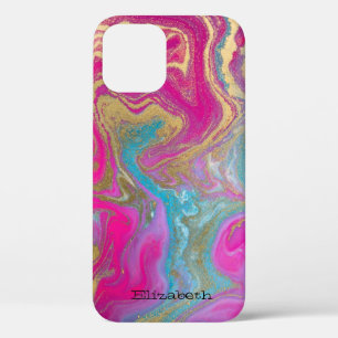 Cool Marble Stone Colourful Texture Glitter iPhone 12 Case