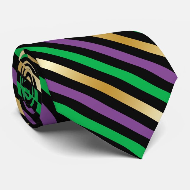 cool Mardi gra tiled stripe Tie (Rolled)