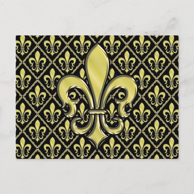 Cool Mardi Gras Fleur de Lis Design Postcard (Front)