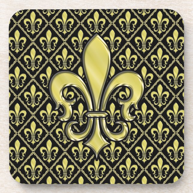Cool Mardi Gras Fleur de Lis Design Throw Pillow Coaster (Front)