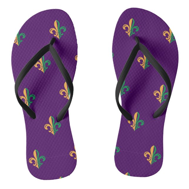Cool Mardi Gras Fleur de Lis Thongs (Footbed)