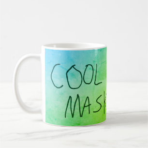 Cool Mask Original Handwriting blue and green Coffee Mug