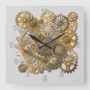 Cool Massive Time Keeping Gear Mechanism Square Wall Clock