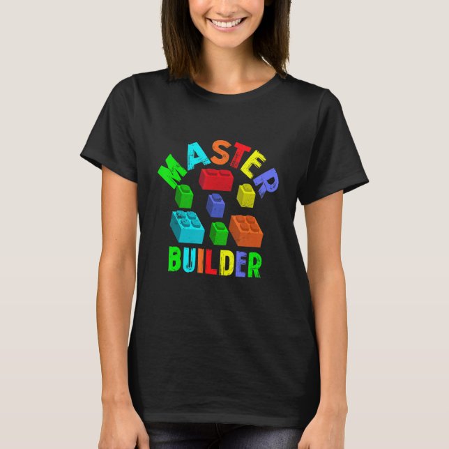 Cool Master Builder Funny Building Blocks funny Me T-Shirt (Front)