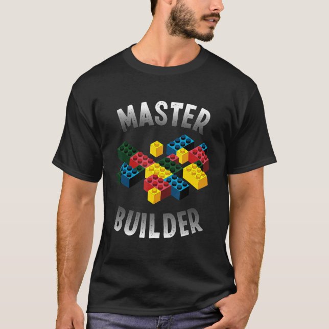 Cool Master Builder Funny Building Blocks Tee For  (Front)