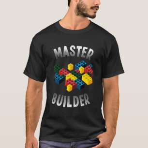 Cool Master Builder Funny Building Blocks Tee For 