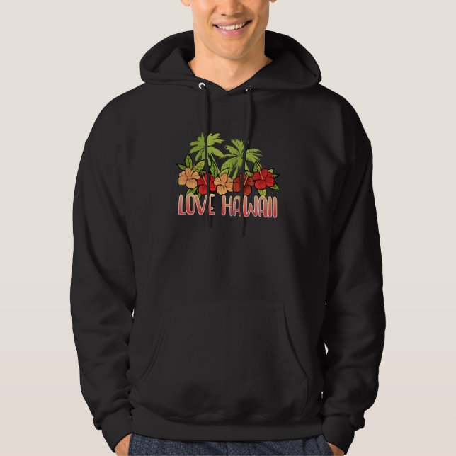 Cool Maui Sunset Hawaiian Hibiscus Flowers Honolul Hoodie (Front)