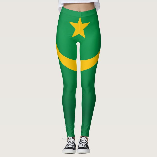 Cool Mauritania Flag Fashion Leggings (Front)